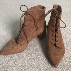 Free People Tan lace-up booties